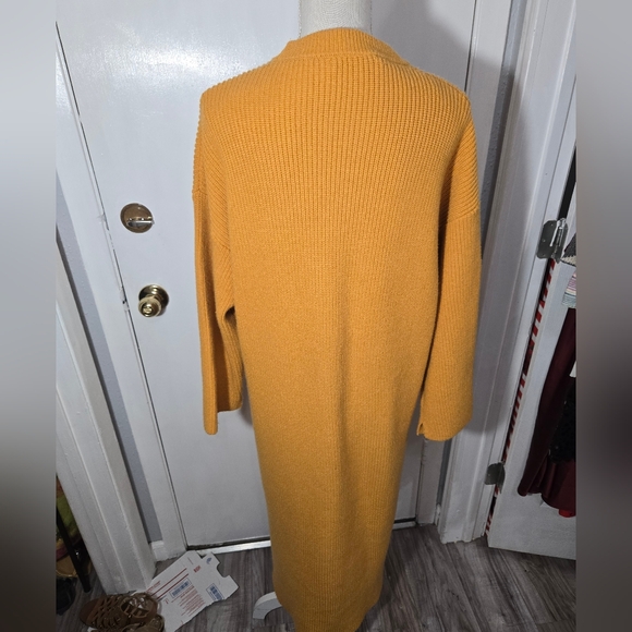 Zara Jumper Dress Yellow Cable Knit Camel Oversize Knit Medium - Picture 4 of 10